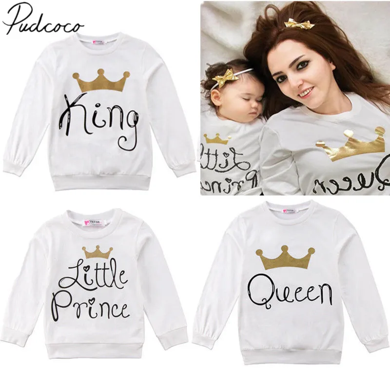 

2018 Brand New Family Sweatshirt Pullover Long Sleeve Tops King Queen Little Prince Little Princess