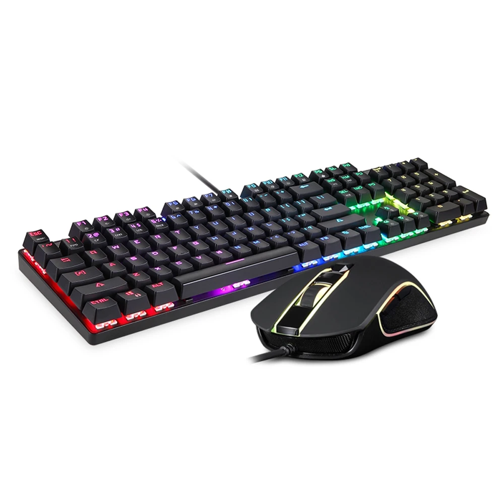 

New Motospeed CK888 RGB LED Backlight Adjustable DPI Mouse Set with 1.8m Cable + Gaming Mechanical Keyboard for Computer Pro