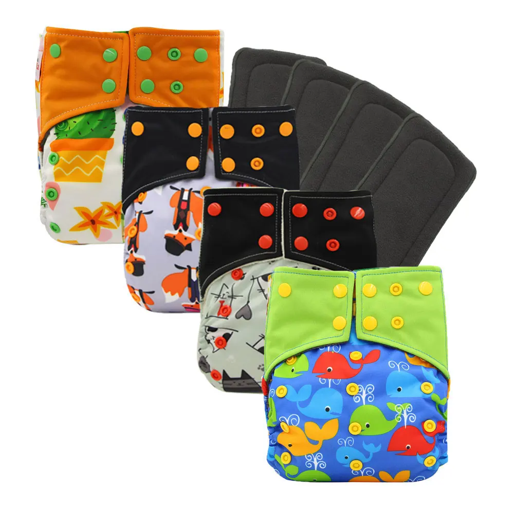 

All-in-two AI2 Waterproof PUL Cloth Diaper Cover Double Gusset Nappy Baby Diapers Waterpoof Bamboo Charcoal Cloth Diaper Cover