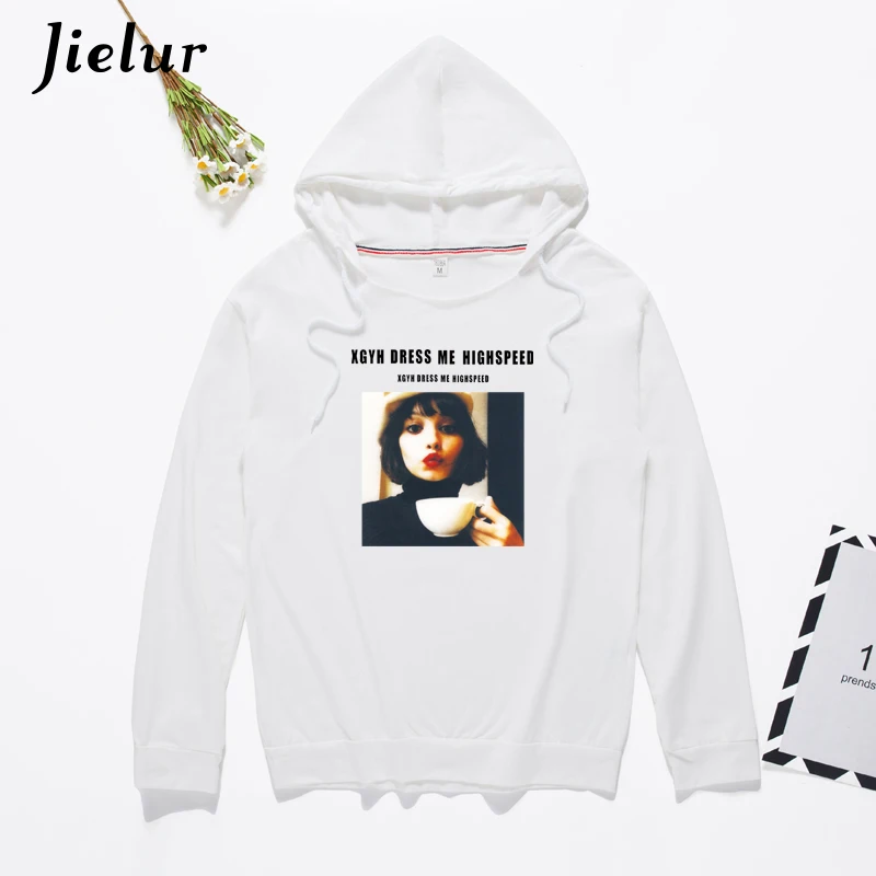 Jielur мода печатных письмо розовый Свитшот женский M-XXL с капюшоном улица Harajuku