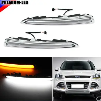 

2pcs white/amber Switchback LED Daytime Running Light Turn Signal Kit for car 2013 2014 2015 Ford Escape Kuga