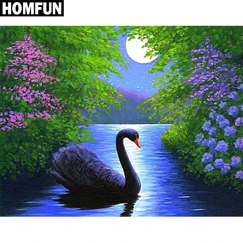 Алмазная 5D Вышивка HOMFUN Лебединое озеро картина с полными квадратными/круглыми