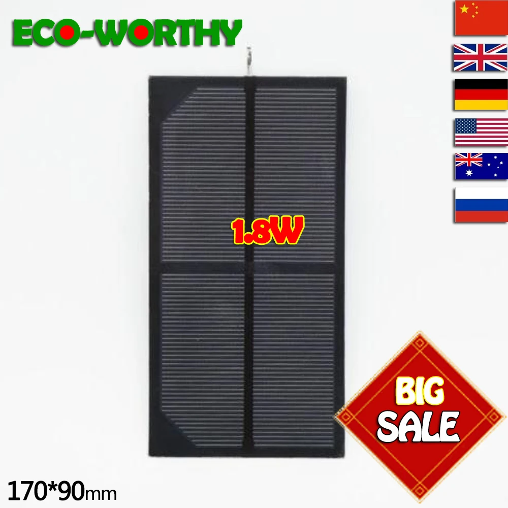 

High Efficiency 1.8W 1V Mono Solar Panel Charging Battery Power DIY Solar Cell