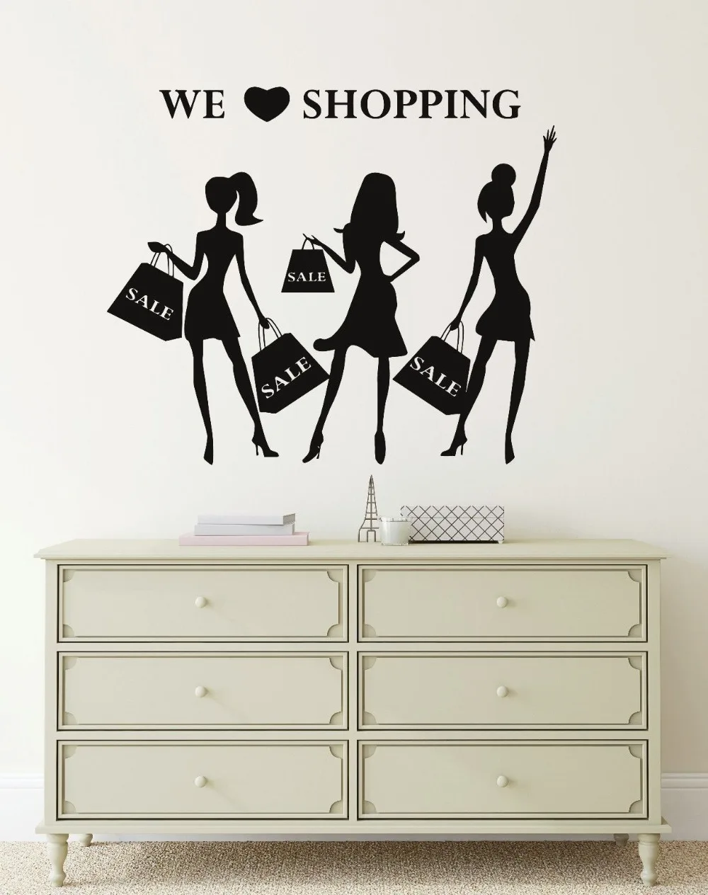 Wall Decal Shopping Mall Sale Silhouette Fashion Woman Vinyl Stickers