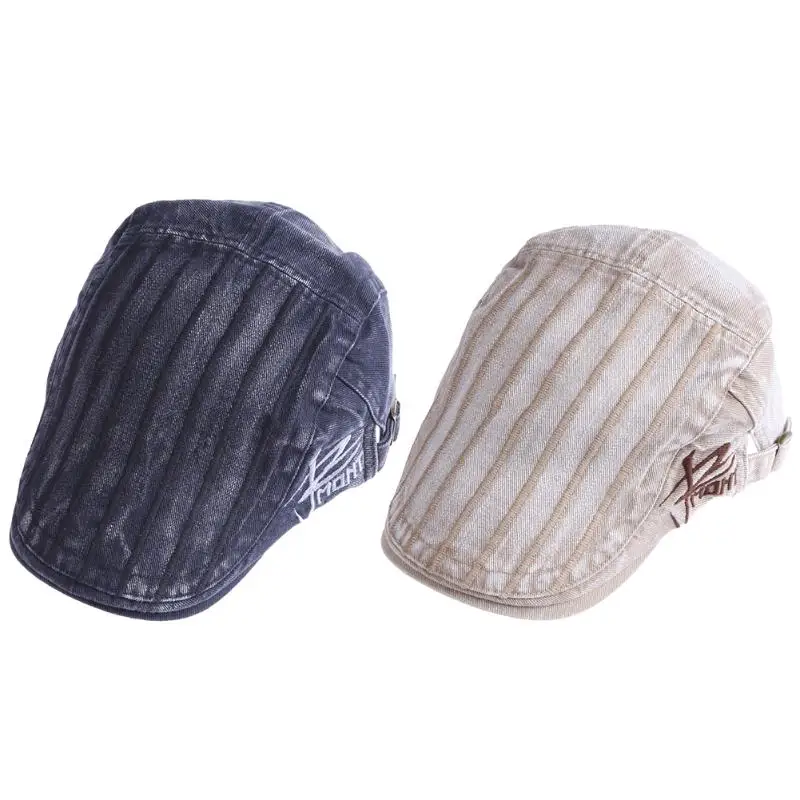 

Vintage Europe Autumn Berets Hat Embroidery Personality All-match Cap For Men Casual Peaked Caps Grid Embroidery Cotton Hat