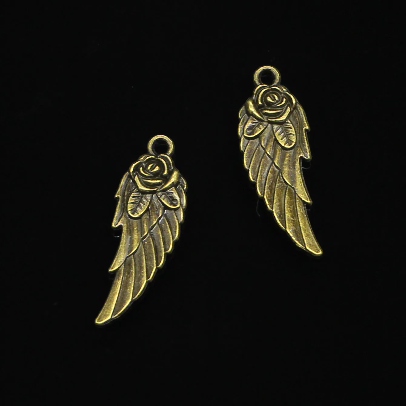 14pcs Antique Style Bronze Color angel wings flower Pendants Findings