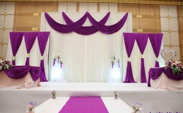 1 set white And purple Wedding party stage decoration Backdrop swag Curtain Stage  Background 3*4m 2*2m wd601|curtain rod decorative|decorative door  curtaincurtain color - AliExpress