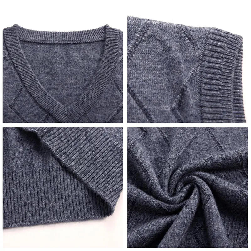 COODRONY Mens Sweaters Autumn Winter Sweater Men V-Neck Sleeveless Vest Pull Homme Knitted Cashmere Wool pullover men 91017