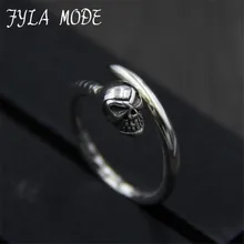 FYLA MODE 2017 Cool Skull Finger Ring Punk Retro S925 Sterling Silver Man’s High Quality Jewelry Wholesale 2.50mm Width PBG020