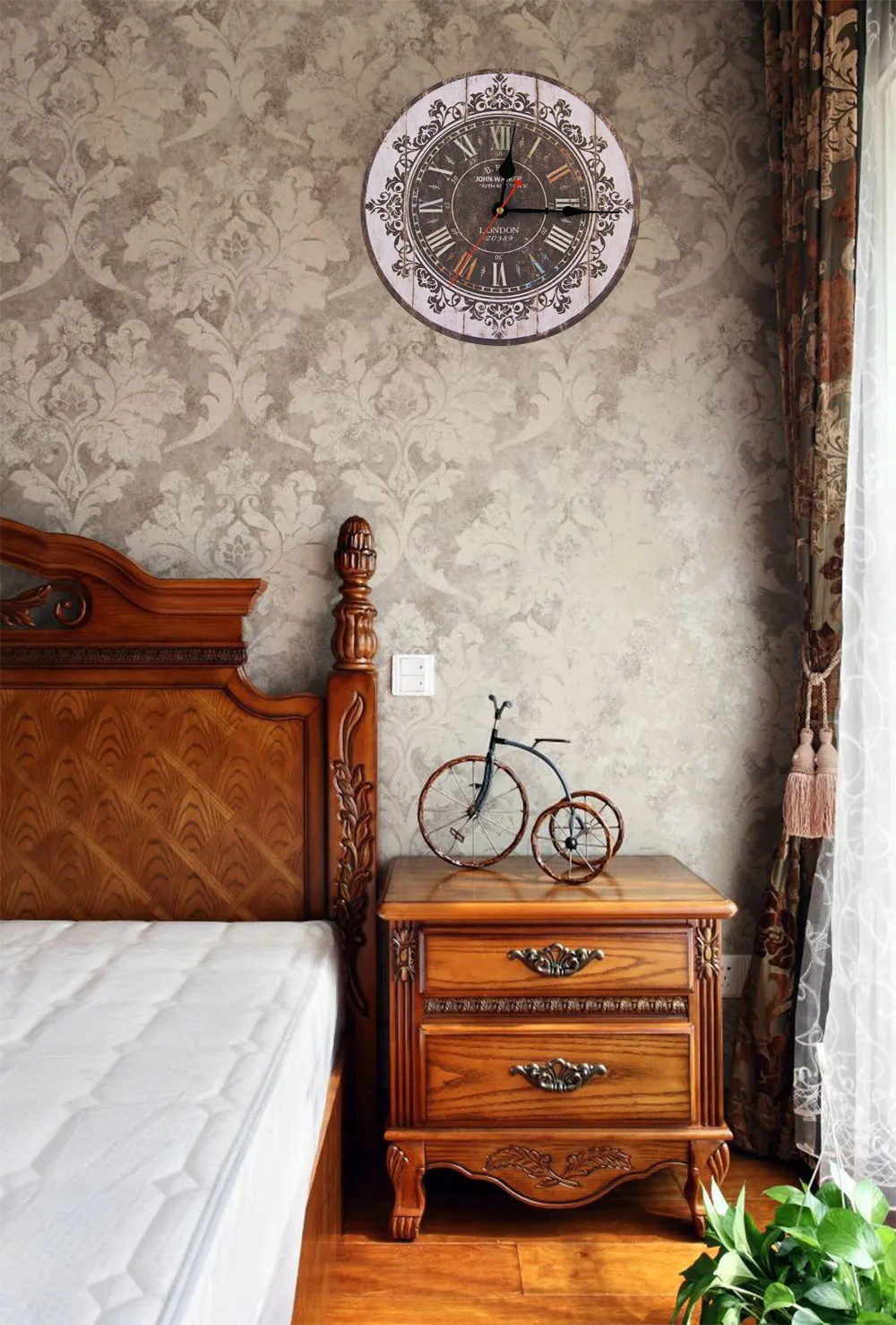 Hot Sale Wall Clock Silent Retro Wooden Decorative Round Wall Hours Antique Vintage Rustic Wall Clocks Hight Quality Wholesale7