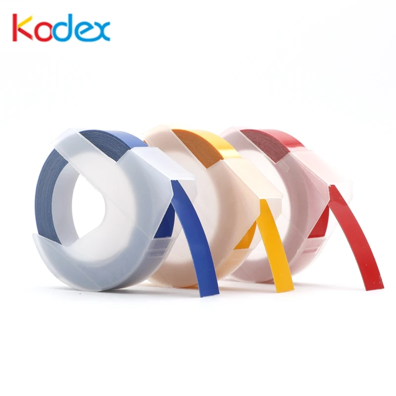 Kodex 3 шт. лента для этикеток 3D пластиковая тиснения 9 мм совместимый с dymo 520102 520106