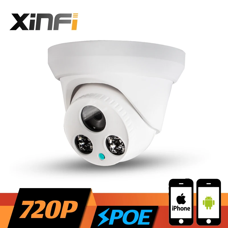 

XINFI 1.0MP HD 720P Indoor Dome POE Camera Night Vision IR-Cut ONVIF P2P Network IP camera CCTV Security Cam with USB LED Gift