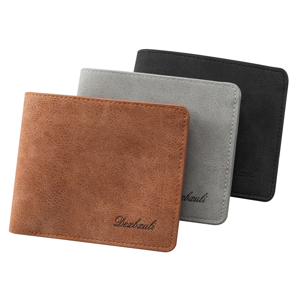 

2019 Fashion Retro Man Frosted Leather Wallet Short Slim Male Purses Money Clip Credit Card Casual Wallet Portomonee Carteria