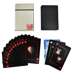 Матовые водонепроницаемые ПВХ покерные игровые карты Черный Прочный волшебный набор для покера игровые карты Бумага/металлическая