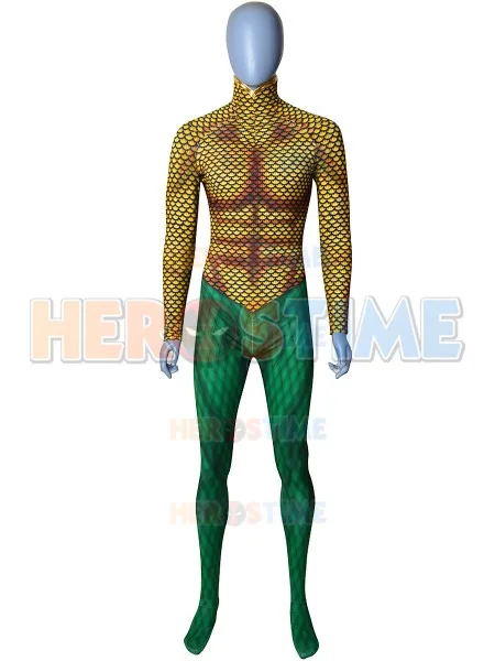 Классический мужской костюм супергероя Aquaman DC Comics на заказ с 3D принтом лайкра для