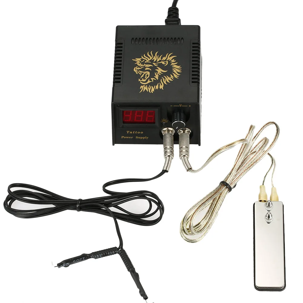 

Digital Tattoo Power Supply +Foot Pedal +Clip Cord Pro Double Output Power Supply Kit For Tattoo Machine tattoo clip cord