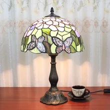 Европейская мода спальня настольная лампа Тиффани витраж eyeshield освещение американская сельская лампа-бабочка 110-240 В
