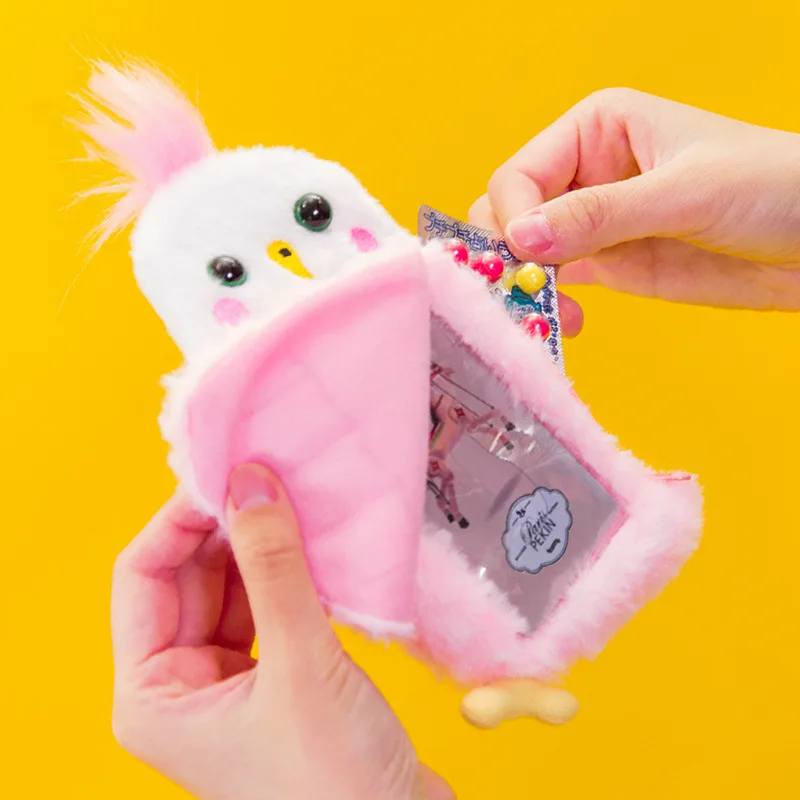 Плюшевый Чехол для карт с изображением животных Совы попугая, автобуса, маленький чехол для кредитных карт, кошелек для девушек, кошелек, подвесная Женская сумочка-игрушка