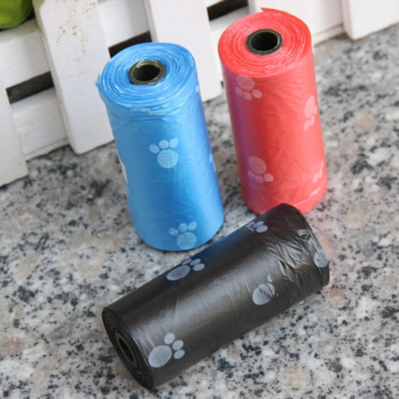 10 Rolls=150 Pcs Pet Poop Bags Dog Walking Clean Up Supplies Puppy Portable Outdoor Printing Waste Bag Cleaning Products D11