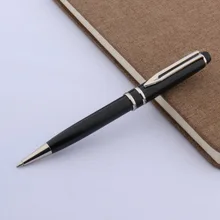 Студенческая черная качественная классическая металлическая шариковая ручка с серебряной отделкой