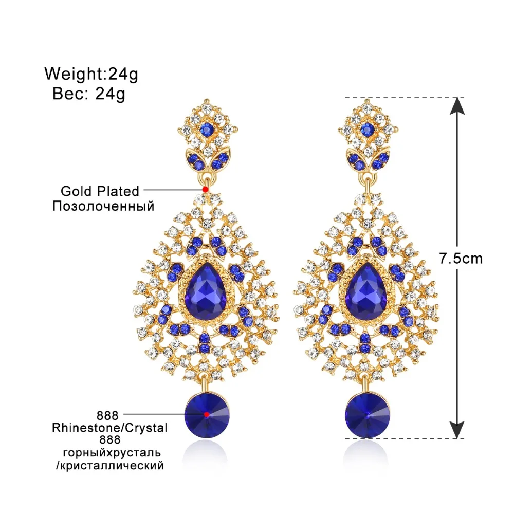 Mecresh Элегантные Золотые Большие длинные серьги в форме слезы для свадьбы, выпускного вечера, вечерние Роскошные корейские стразы, женские серьги MEH1210