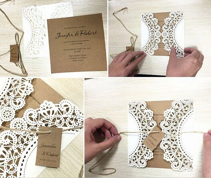  Wedding Invitation White Lace Invitation Cards - Sample Listing - 32649409472