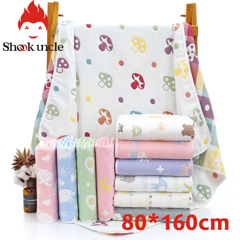 

Muslin Baby Swaddle Blanket boy Baby Blanket 6 Layers Gauze Cotton Swaddle Newborn Baby Bath Towel Swaddle Blankets 80*160 cm