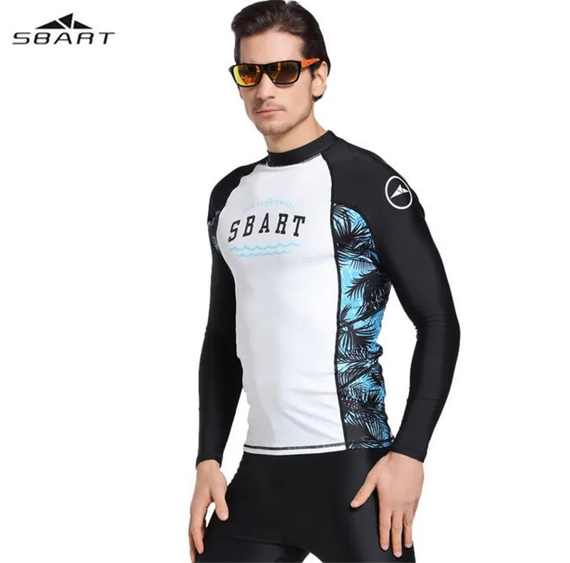 

SBART Rashguard Men Top Long Sleeve Swimsuit Lycra Surf Rash Guard Men Swim Surf Shirts Sunscreen UV Plus Size M - 3XL