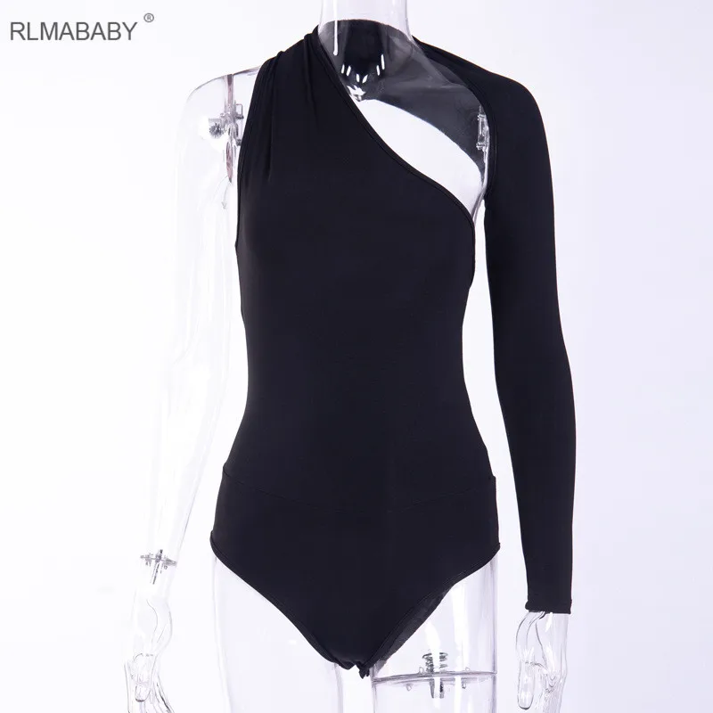 RLMABABY Sexy One Shoulder Bodycon Bodysuit Asymmetrical Hollow Out Long Sleeve Playsuit Backless Button Rompers Womens Jumpsuit RLMABABY Sexy One Shoulder Bodycon Bodysuit Asymmetrical Hollow Out Long Sleeve Playsuit Backless Button Rompers Womens Jumpsuit