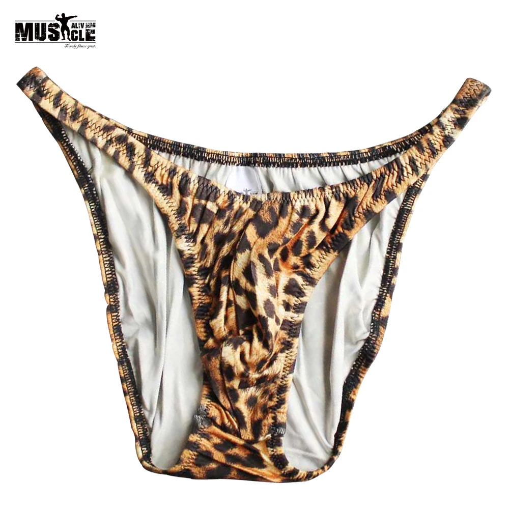

Men's Gym Posing Trunk Bodybuilding Fitness Training Exercise Competition Shorts Snake Leopard Print MUSCLE ALIVE Spandex Nylon