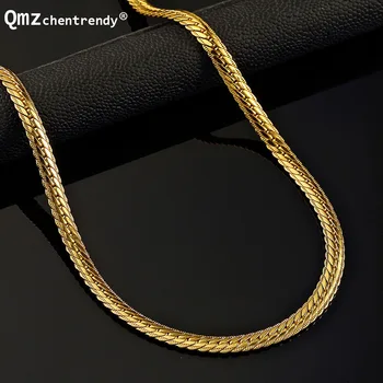 

Hip hop 55cm 4MM Widh Lace Mens CURB Copper Chain Necklace Flat CutMens Chain Jewelry Party Daily Wear Jewelry