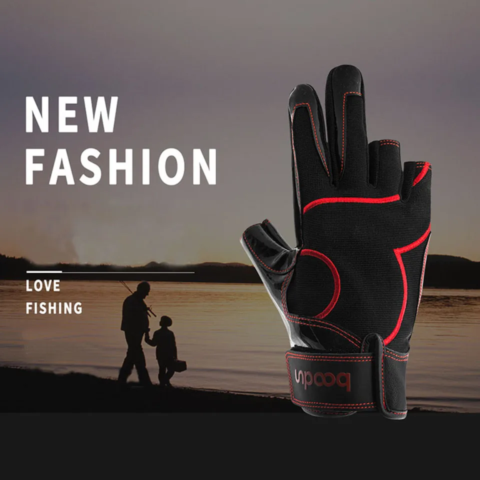 Boodun высококачественные силиконовые противоскользящие перчатки для рыбалки, дышащие, защита от солнца, 3 пальца, перчатки для рыбалки, спортивные перчатки для плавания