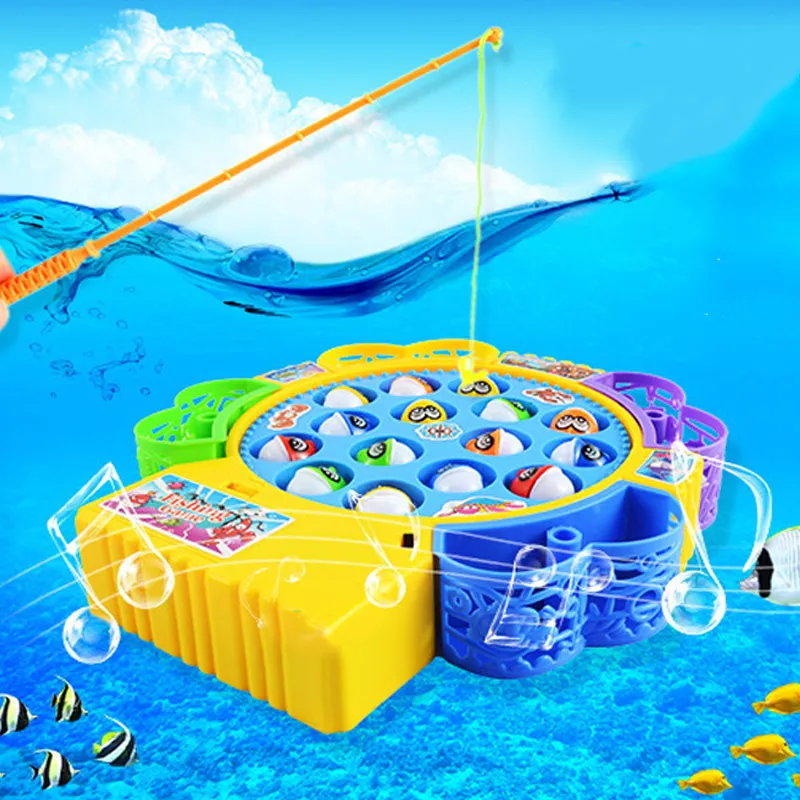 

2018 New Fishing Game Toy Set Music Rotating Board 4 Fishing Poles Game for Children