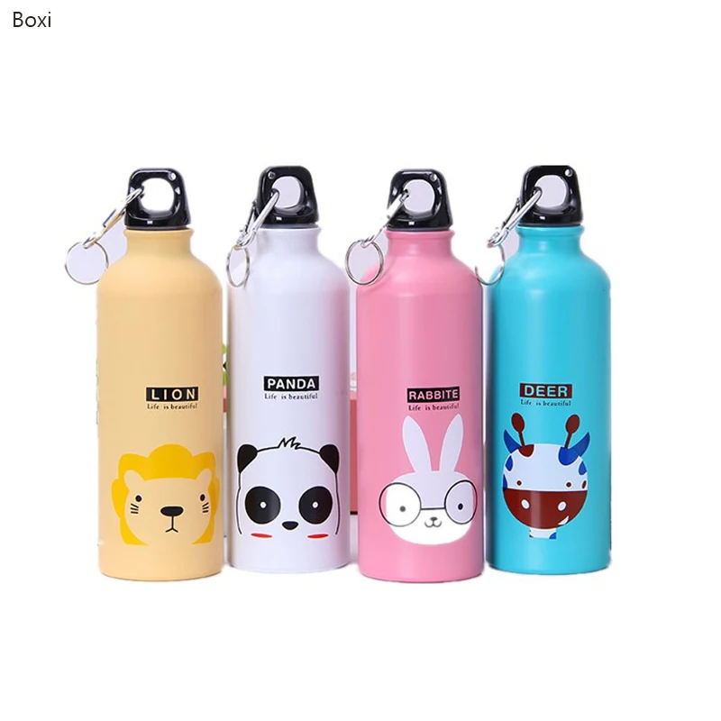 500 ML Cute Kids Drink Bottle Portable Stainless Steel Water Bottles Bpa Free For Kids Outdoor Travel With Hook Lid Sport Bottle