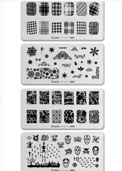 

12 styles Nail Template Cooi Series Nail Art Plate Stainless Steel Image Konad Nail Art Stamping Template DIY Nail Tool jk17