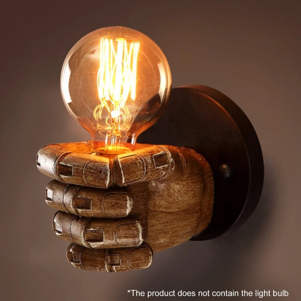 

Innovative 20X15cm Fist Resin Wall Lamps Decoration Cafe Restaurant Bar Bedroom Wall Lamp E27 220V outdoor lighting wall lamps