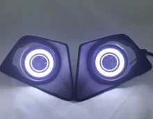 DRL COB angel eye (5 цветов) + галоген противотуманные фары + объектив проектора противотуманные фары крышка для форд EcoSport 2013-14, 2 шт.