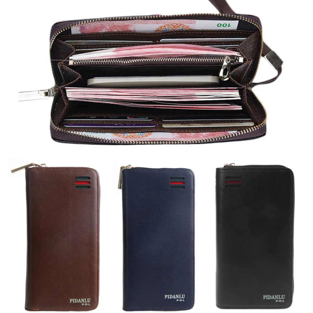 Men Travel Organiser Leather Zip IDCard Money Passport Holder Bifold