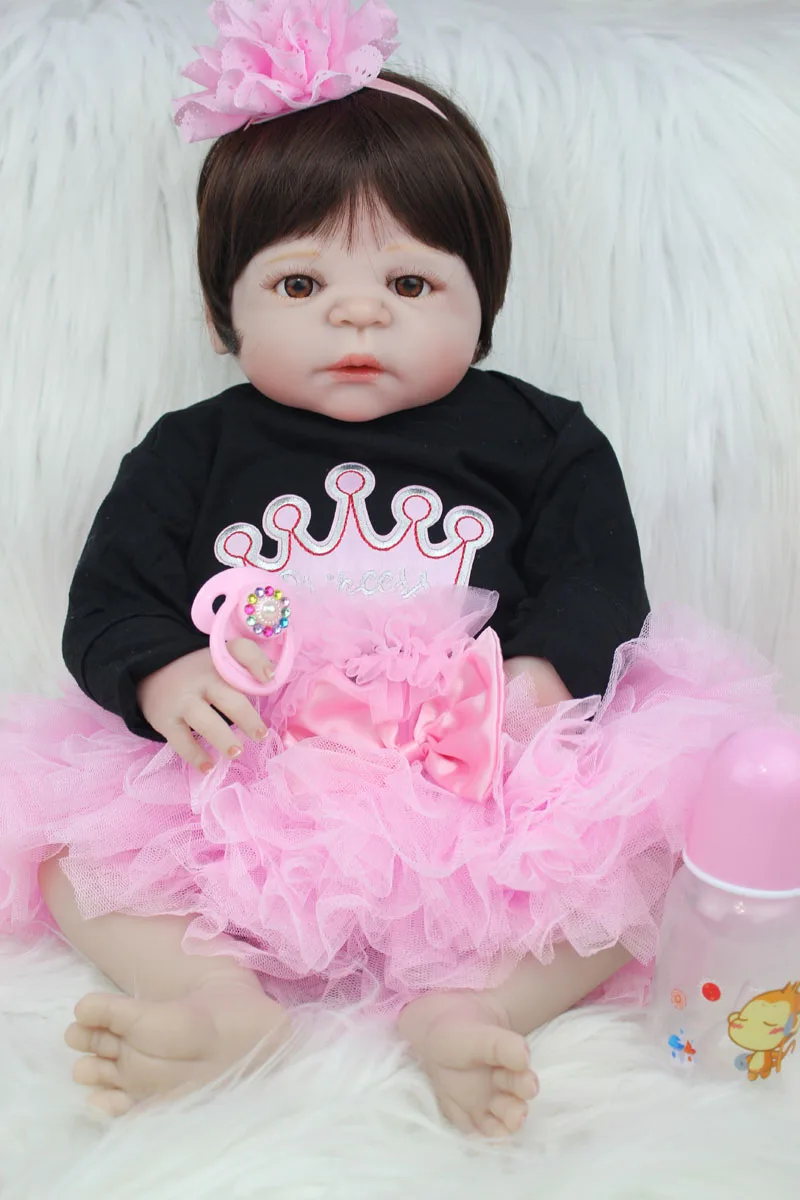 55 см всего тела силикона Reborn Baby Doll игрушка как настоящие 22 дюйма для новорожденных девочек принцесса для малышей Кукла подарок на Рождество