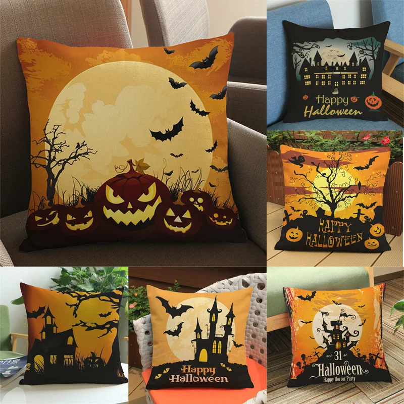 Halloween Night Patterns Throw Pillow Cover Decorative Massager Pillows