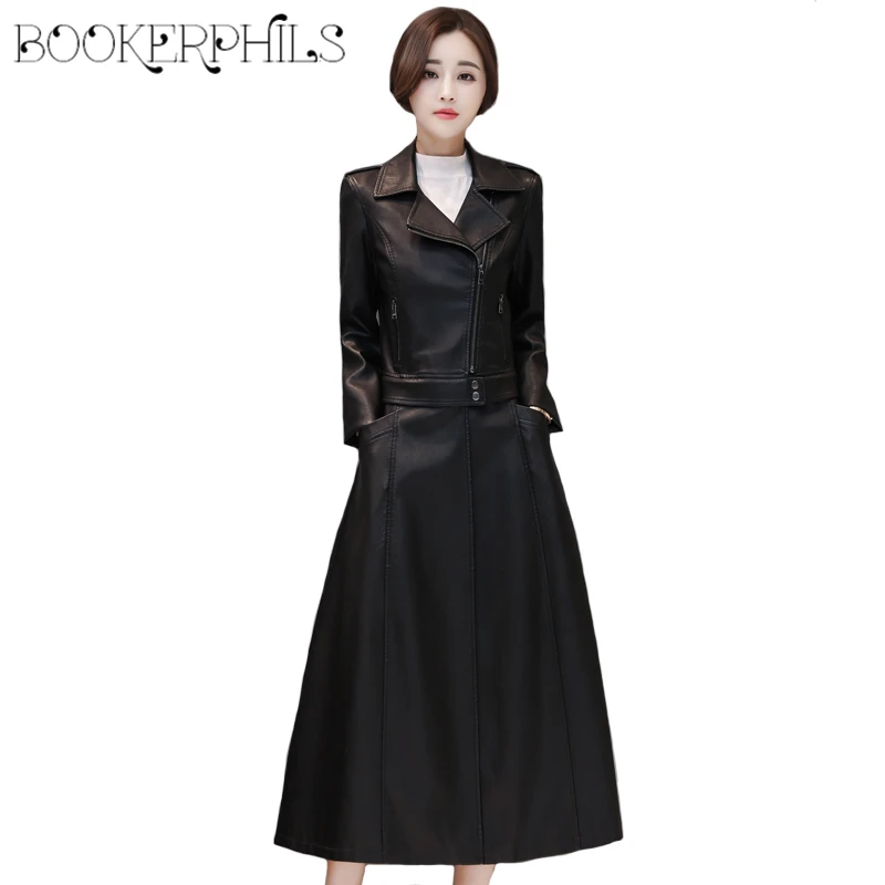 

Black Leather Jacket Women 2019 Autumn Winter Outerwear Plus Size Soft Sheepskin Coat Women Artificial Faux Leather Coat Women