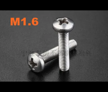 

1000pcs/lot M1.6*2/3/4/5/6/8/10/12/14/16/18/20/22/25 Stainless steel philips pan head machine screw PM1.6
