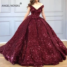 Длинное Пышное Бальное Платье под заказ бордовое кружевное арабское Длинные вечерние платья без рукавов платье длинное вечернее платье