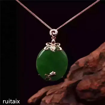 

KJJEAXCMY Fine Jewelry S925 Sterling Silver Inlaid Natural Jade Female Pendant Money Bag Plant Flower Classical Female Necklace