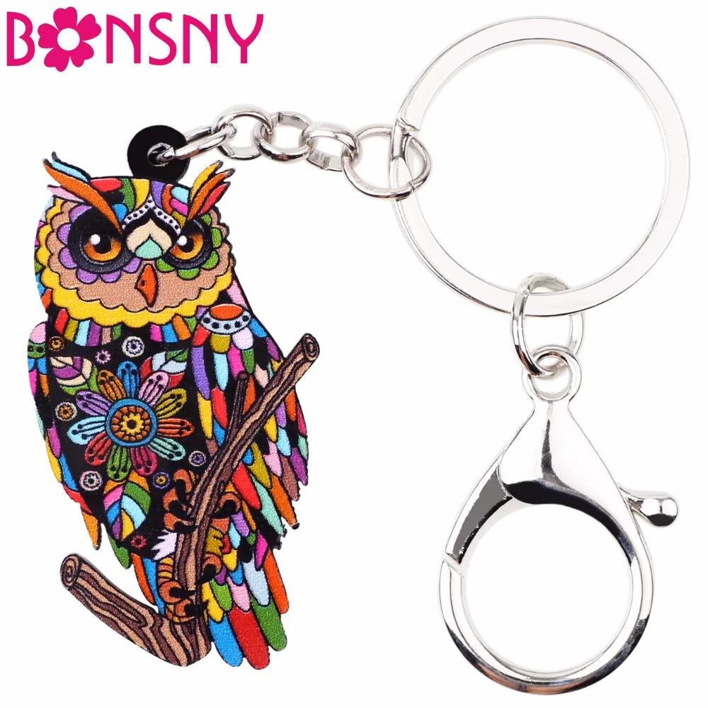 Bonsny Acrylic Lovely Owl Key Chain Key Ring Animal Jewelry For Women Girl Handbag Pendant Car Key Holder 2017 New Keychain цена Bonsny Acrylic Lovely Owl Key Chain Key Ring Animal Jewelry For Women Girl Handbag Pendant Car Key Holder 2017 New Keychain цены онлайн