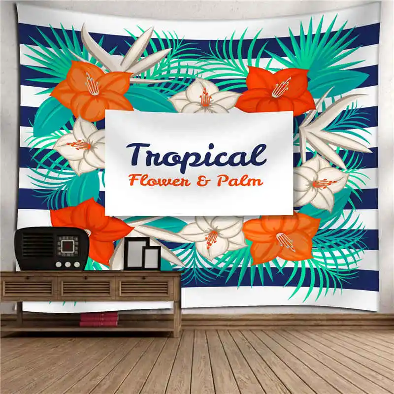Tropical plants flower palm tapestry animal  (5)