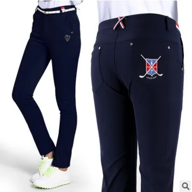 PGM новые женские штаны для гольфа осень зима спортивные облегающие штаны для гольфа женские дышащие удобные брюки Хорошая эластичность синий красный - Цвет: Navy Blue