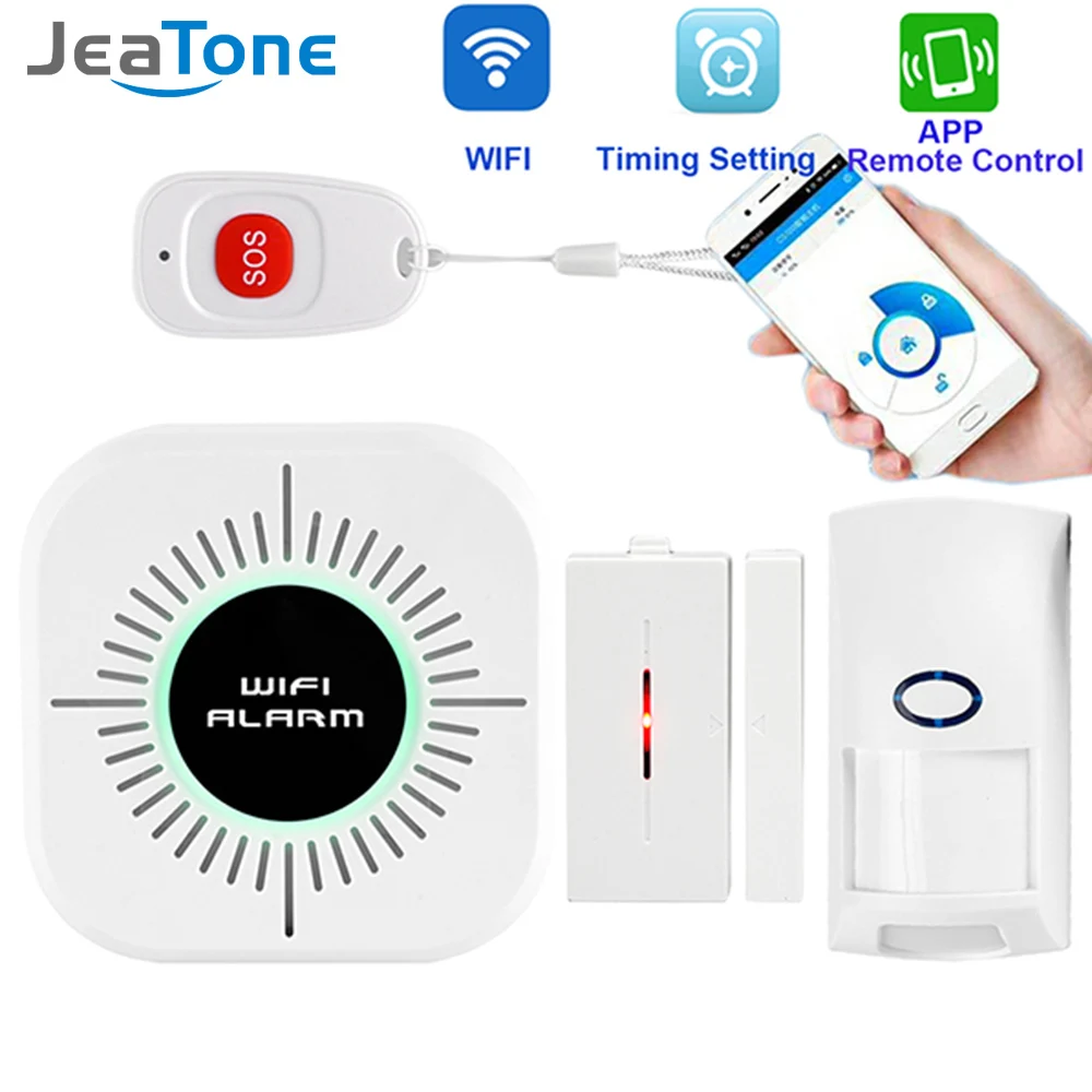 JeaTone беспроводная домашняя охранная wifi сигнализация Система безопасности приложение управление английский Android IOS PIR датчик детектор открытия двери и окна сигнализация - Цвет: C