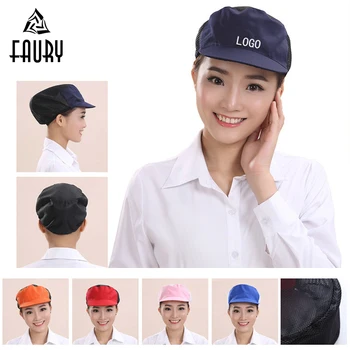 

Customizable Logo Elastic Mesh Caps Restaurant Hotel Bakery Factory Warehouse Waiter Chef Women Men Breathable Workshop Caps