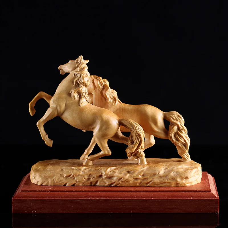 Изысканная деревянная Статуэтка Лошадь для скульптурной резьбы подарки фэн шуй